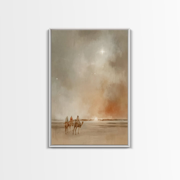 Three Kings Dawn – Framed Canvas Print – Christian Art Canvas – Christmas Wall Art – Jesus Painting – Christian Christmas Decor – Christian