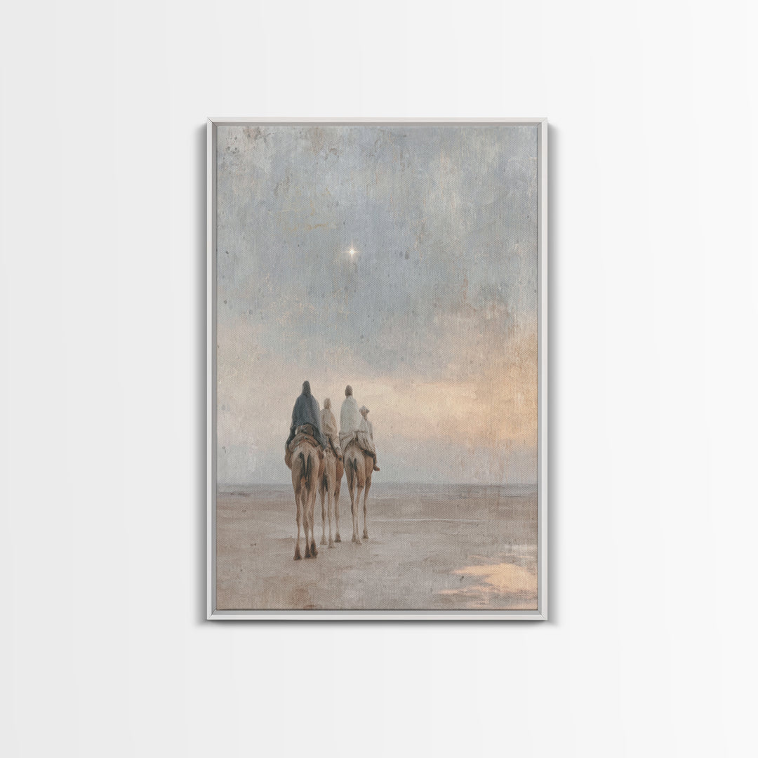 Bethlehem Moonrise, Framed Canvas Print, Christian Art Canvas, Christmas Wall Art, Jesus Painting Canvas, Christian Christmas Art, Modern C