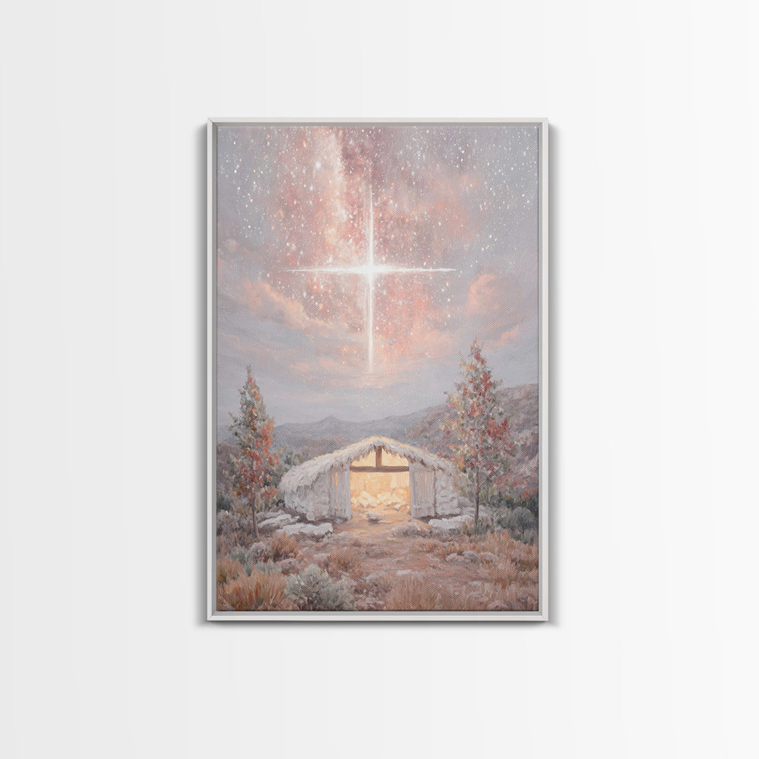 Manger Glory | Framed Canvas Print | Christian Christmas Art | Christian Wall Art | Jesus Art Print | Christmas Art Work | Christian Decora