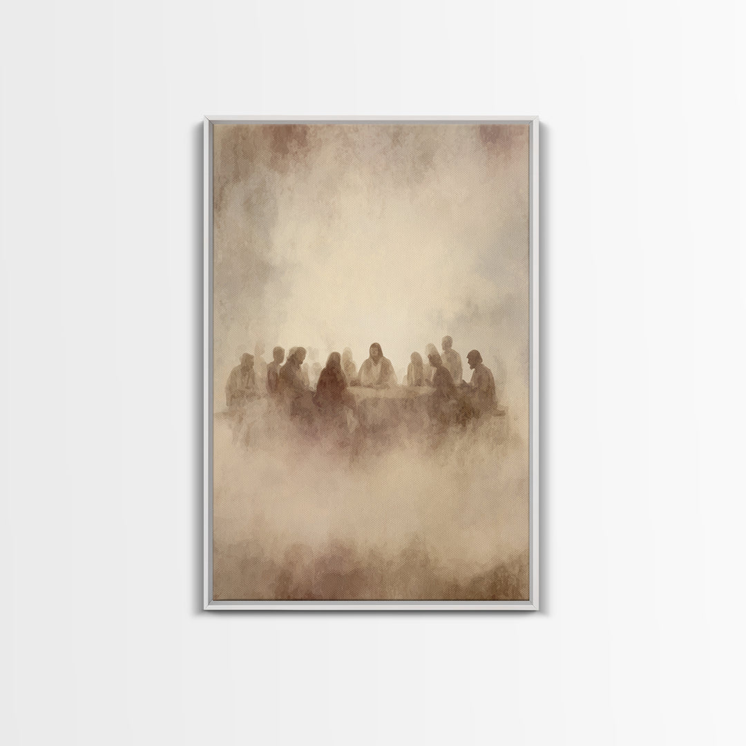 Supper In The Mist, Framed Canvas Print, Christian Wall Art, Jesus Art Print, Christian Art Canvas, Subtle Christian Art, Christian Gift Id