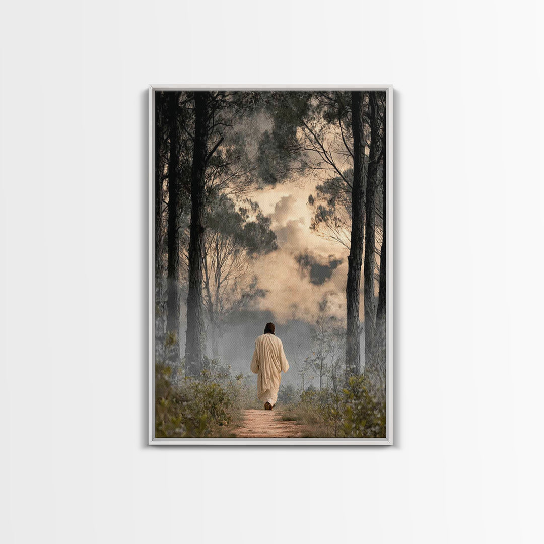 Forest Reverence | Framed Canvas Print | Christian Art Canvas | Jesus Painting | Christian Wall Art | Moody Christian Art | Christian Gift