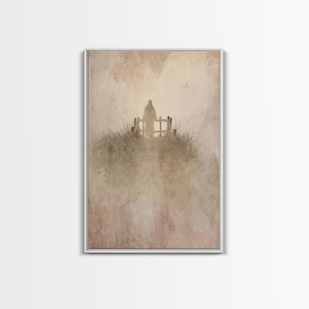 Heavenly Crossing | Framed Canvas Print | Christian Wall Art | Jesus Painting | Christian Art Canvas | Christian Christmas Art | Christian