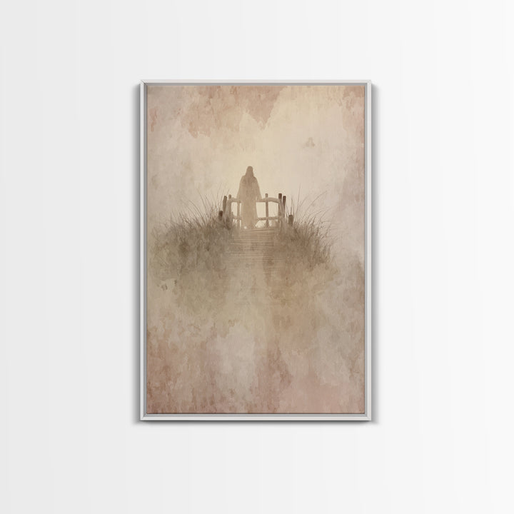 Heavenly Crossing | Framed Canvas Print | Christian Wall Art | Jesus Painting | Christian Art Canvas | Christian Christmas Art | Christian