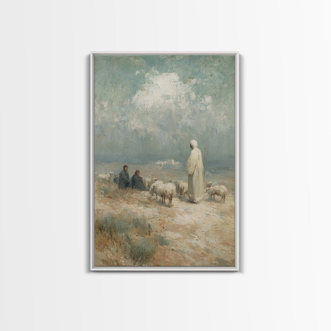Shepherd’s Calling – Framed Canvas Print – Christian Art Canvas – Christian Wall Art – Christian Painting – Vintage Christian Art – Christi