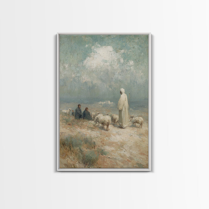 Shepherd’s Calling – Framed Canvas Print – Christian Art Canvas – Christian Wall Art – Christian Painting – Vintage Christian Art – Christi