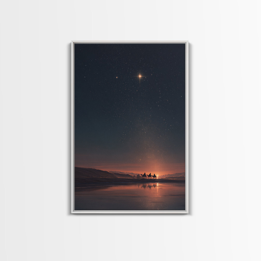 Midnight Star – Framed Canvas Print – Christmas Wall Art – Christian Christmas Art – Christian Art Canvas – Christian Decor – Christian Gif