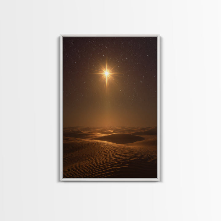 Radiant Night Star – Framed Canvas Print – Christian Wall Art – Christmas Art Prints – Christian Art Gift – Modern Christian Art