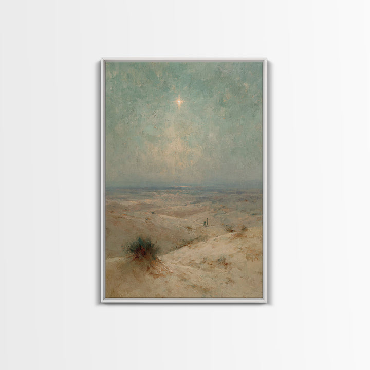 Silent Holy Star – Framed Canvas Print – Christian Art Painting – Christmas Wall Art – Christian Art Gift – Subtle Christian Art