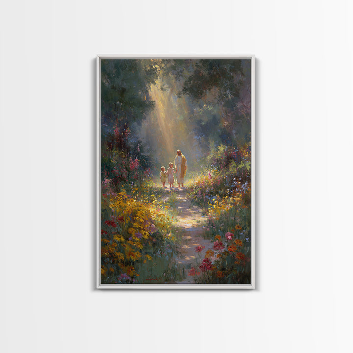 Garden Of Peace - Framed Canvas Print - Christian Wall Art - Jesus Painting - Christian Art Canvas - Christian Gift - Christmas Art