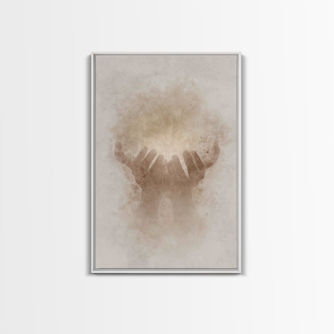 Grace In Hands – Framed Canvas Print – Christian Wall Art – Christian Art Canvas – Minimalist Christian Art – Christian Gift – Subtle Chris