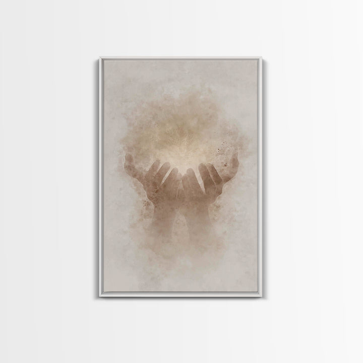 Grace In Hands – Framed Canvas Print – Christian Wall Art – Christian Art Canvas – Minimalist Christian Art – Christian Gift – Subtle Chris