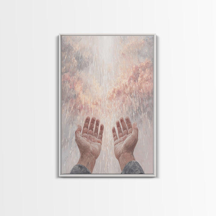 Heaven’s Rain , Framed Canvas Print, Christian Wall Art, Christian Art Canvas, Christian Painting, Christian Gift, Large Christian Art