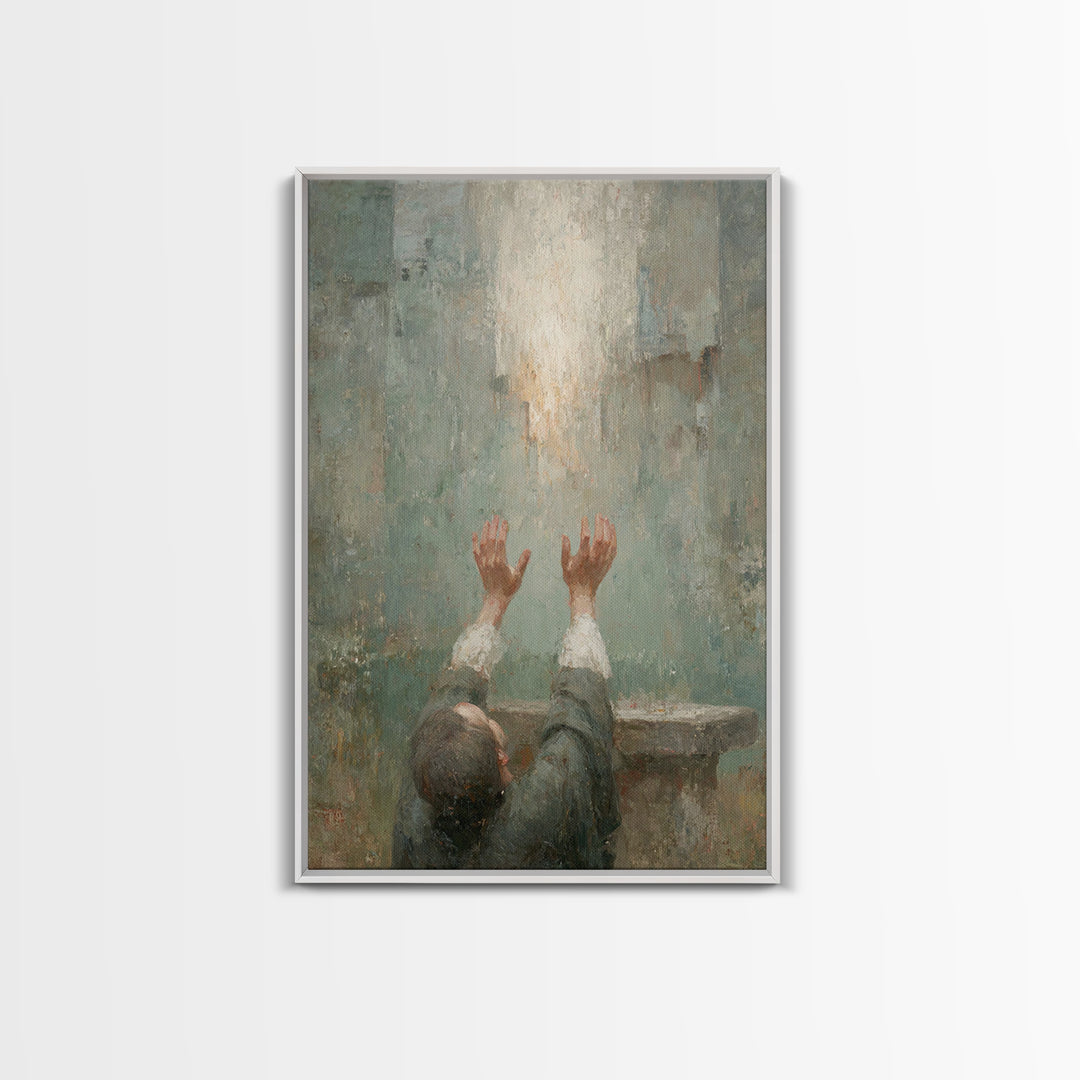 Reaching Light , Framed Canvas Print, Christian Art Canvas, Christian Wall Art, Christian Art, Abstract Christian Art, Christian Gift