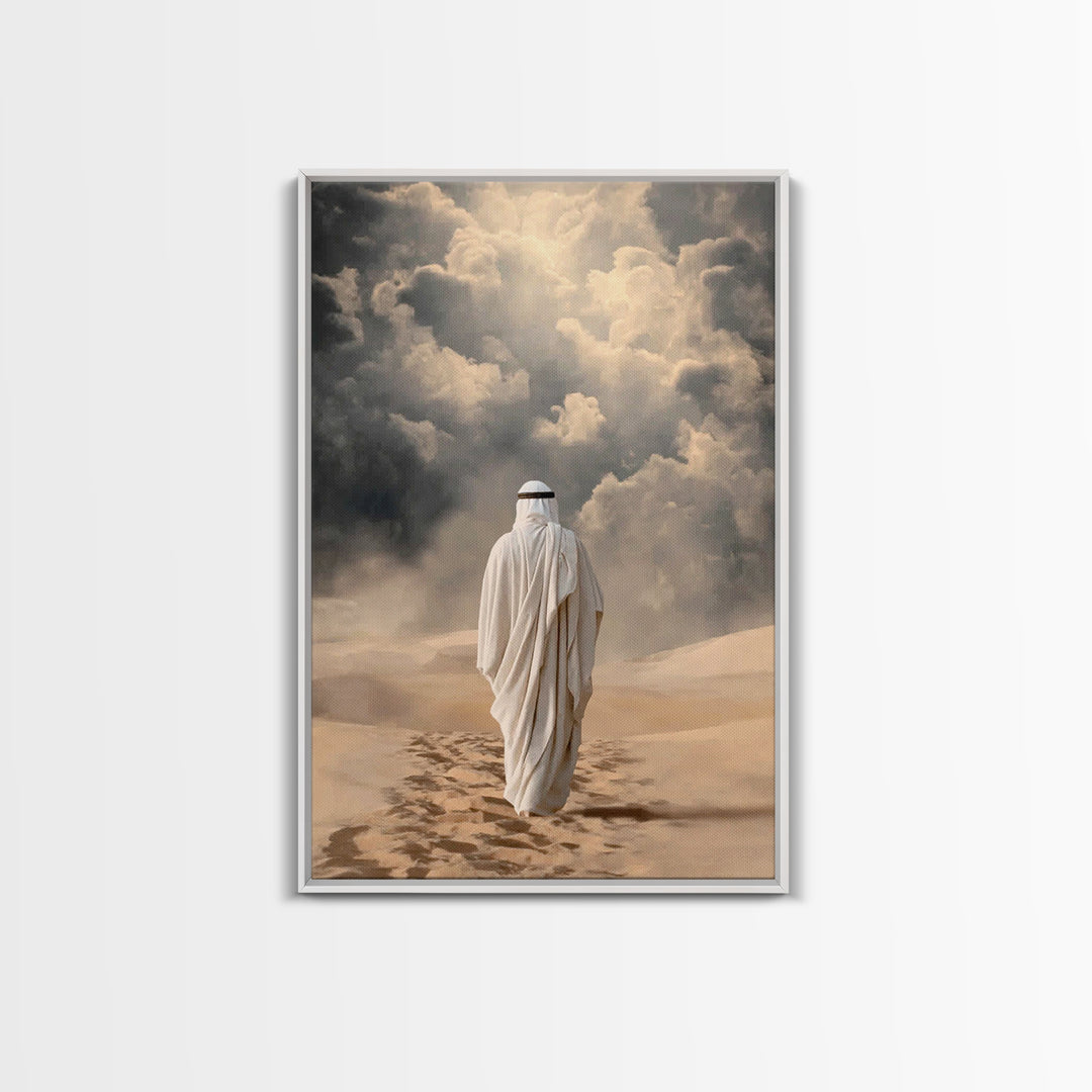 Desert Walk Light – Framed Canvas Print – Christian Art Canvas – Christian Wall Art – Jesus Painting – Modern Christian Art – Christian Gif