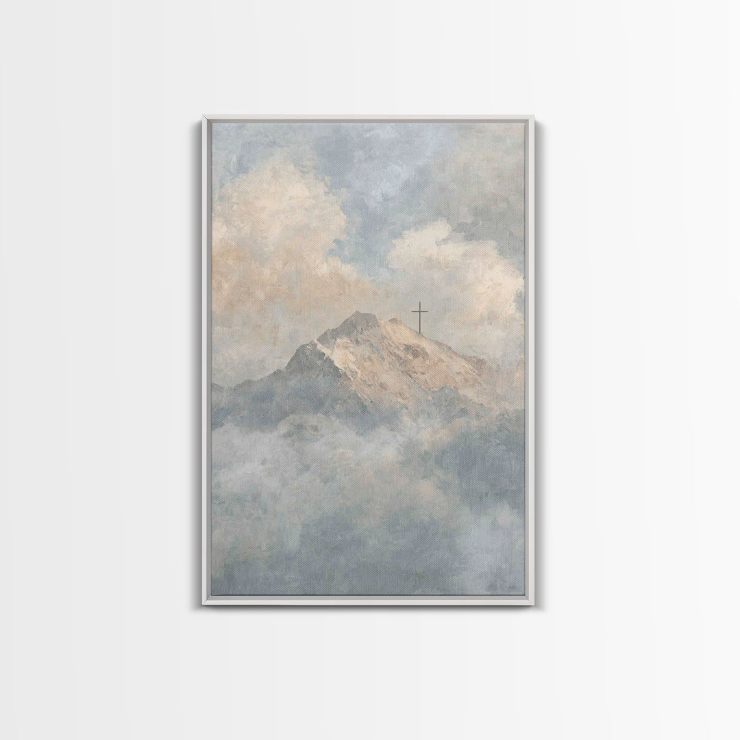 Mountain Of Hope – Framed Canvas Print – Christian Wall Art – Christian Art Canvas – Large Christian Painting – Christian Christmas Art – C