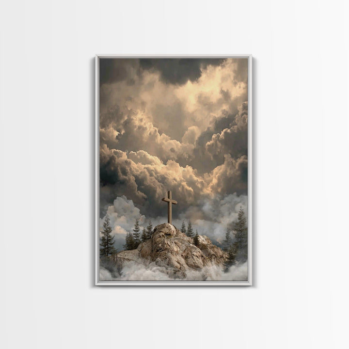 Light Over Zion – Framed Canvas Print – Christian Wall Art – Christian Art Work – Subtle Christian Paintings – Moody Christmas Art – Christ