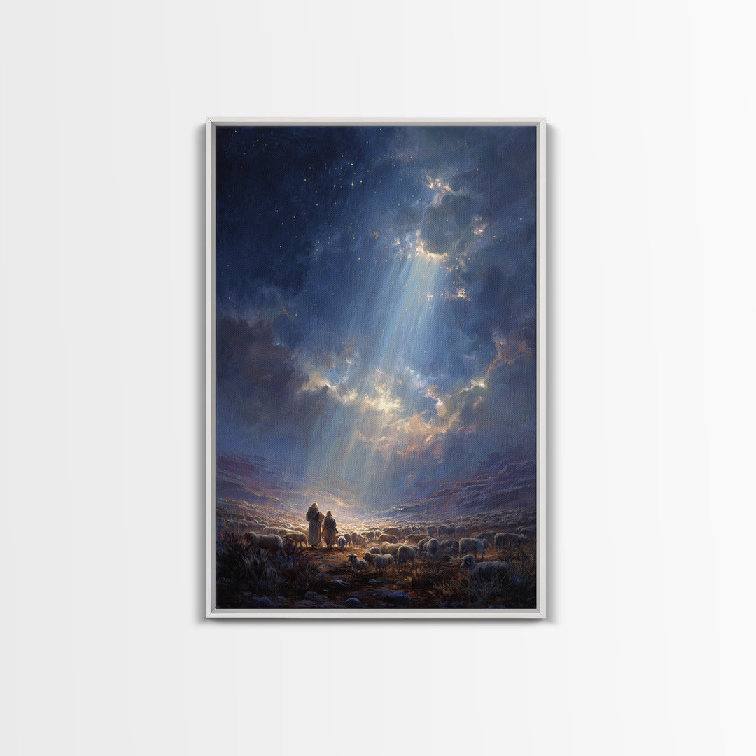 Heaven’s Radiance – Framed Canvas Print – Christian Wall Art – Christian Christmas Art – Large Christian Painting – Christmas Art Prints –