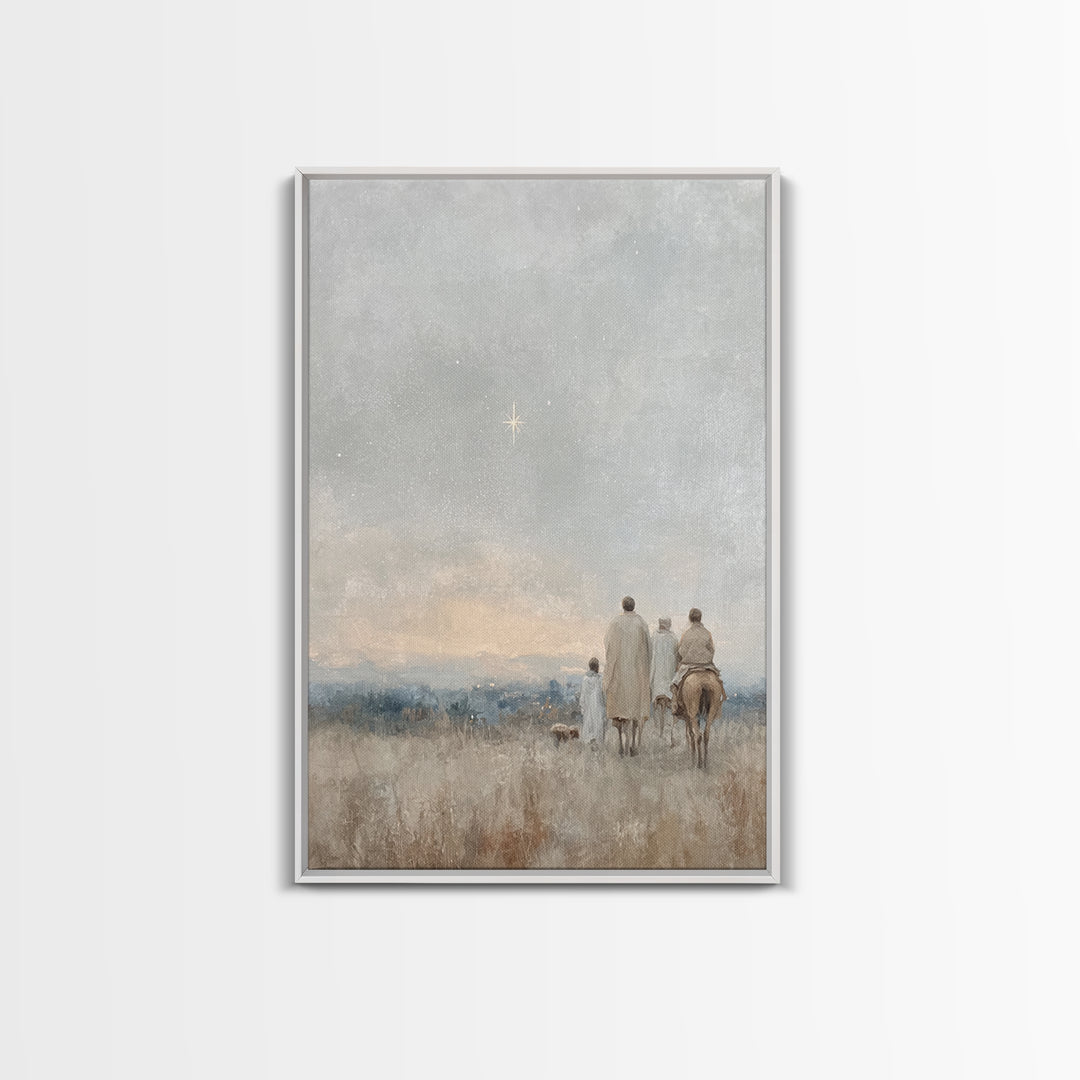 Following The Star, Framed Canvas Print, Christian Wall Art, Christmas Art, Christian Art Canvas, Framed Christmas Art, Christian Christmas