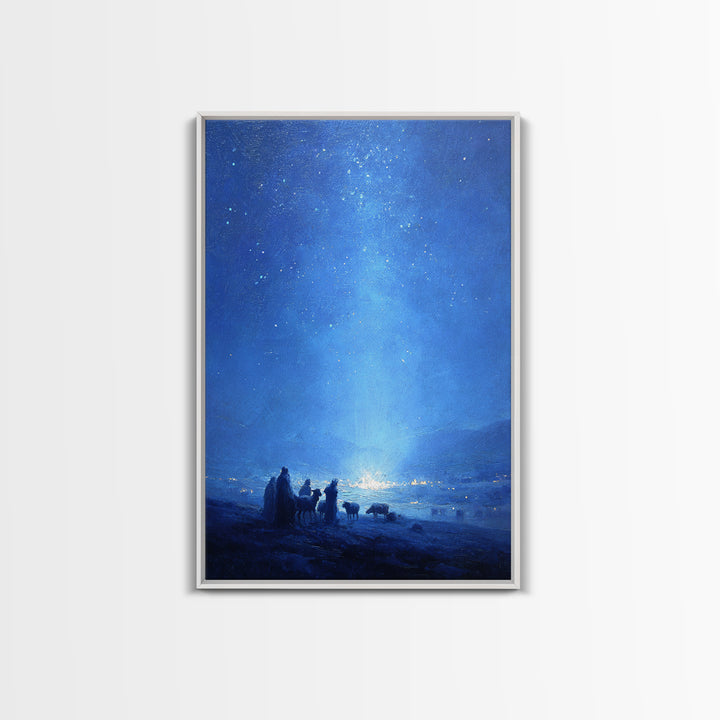 Bethlehem Blue – Framed Canvas Print – Christian Wall Art – Christian Christmas Art – Christmas Canvas Wall Art – Blue Christian Art – Chri