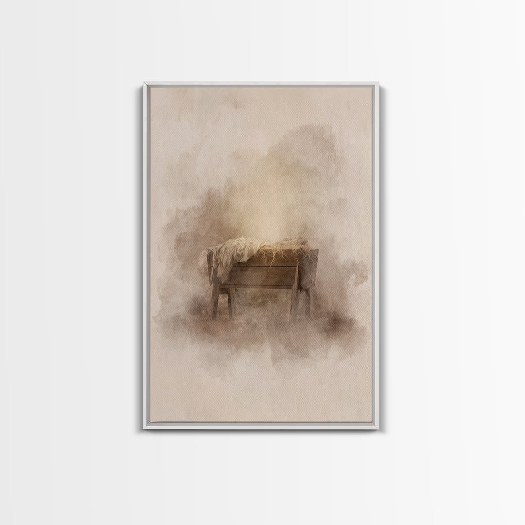 Silent Manger – Framed Canvas Print – Christian Wall Art – Christian Art Canvas – Christmas Art – Subtle Christian Art – Christian Decorati