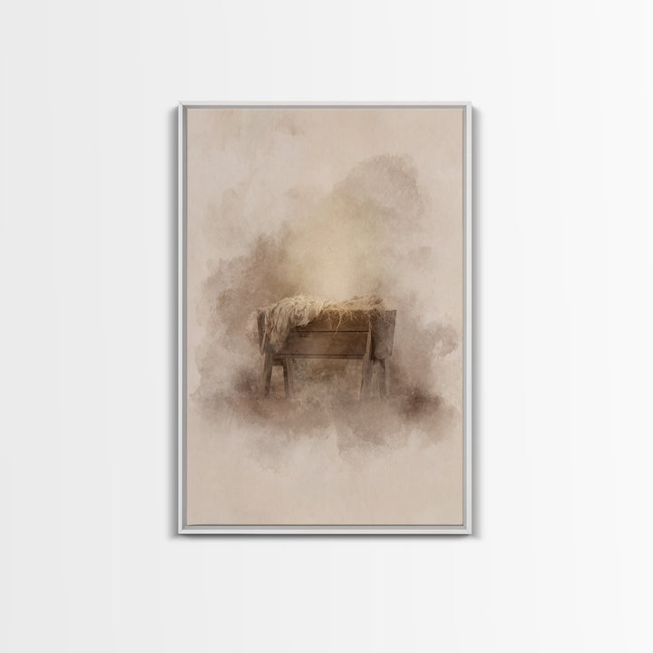 Silent Manger – Framed Canvas Print – Christian Wall Art – Christian Art Canvas – Christmas Art – Subtle Christian Art – Christian Decorati