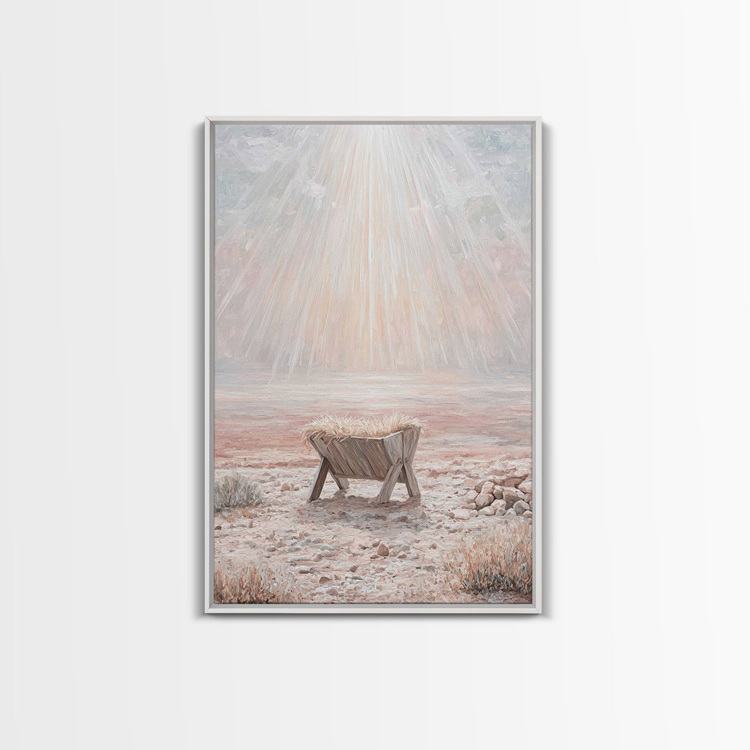 Glory In The Manger | Framed Canvas Print | Christian Wall Art | Christian Art Canvas | Christmas Art | Modern Christian Art | Christian De