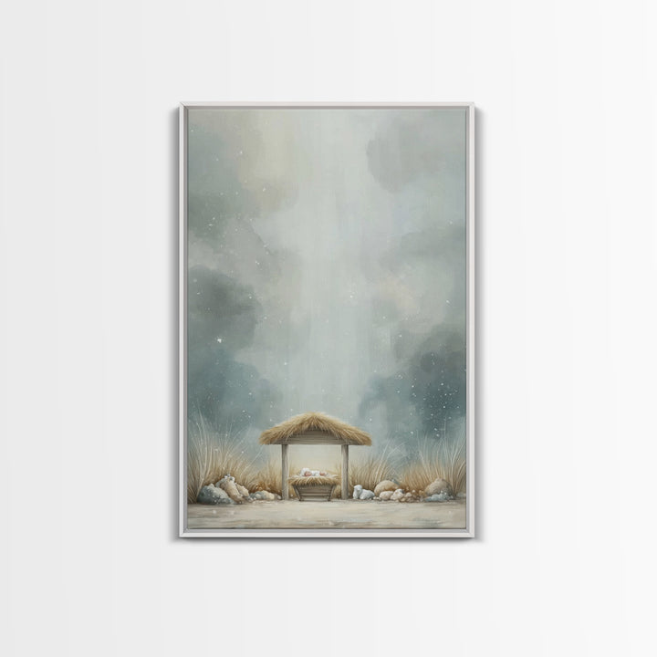 Heavenly Manger Light – Framed Canvas Print – Christian Wall Art – Christian Art Canvas – Christmas Art – Christian Decor – Jesus Art
