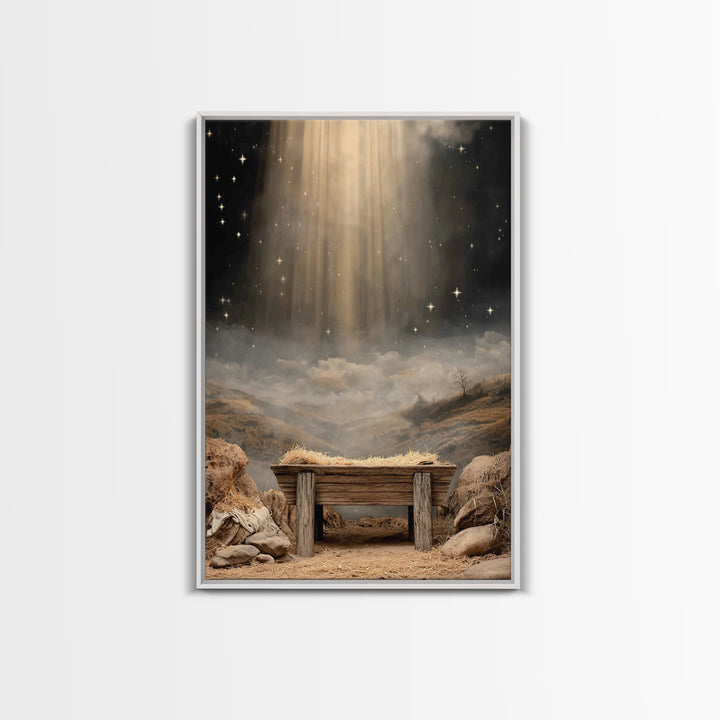 Star of Bethlehem Glow – Framed Canvas Print – Christian Art Canvas – Jesus Art – Christian Wall Art – Christmas Art – Christian Decor
