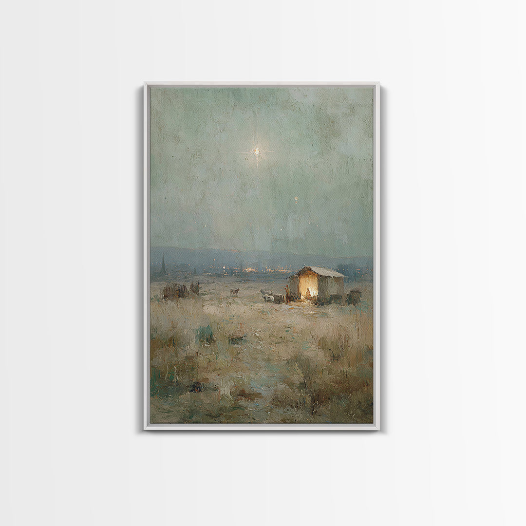 Holy Night Refuge – Framed Canvas Print – Christian Decor – Christian Art Canvas – Christian Wall Art – Jesus Art – Christmas Art