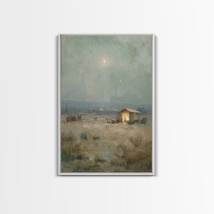 Holy Night Refuge – Framed Canvas Print – Christian Decor – Christian Art Canvas – Christian Wall Art – Jesus Art – Christmas Art