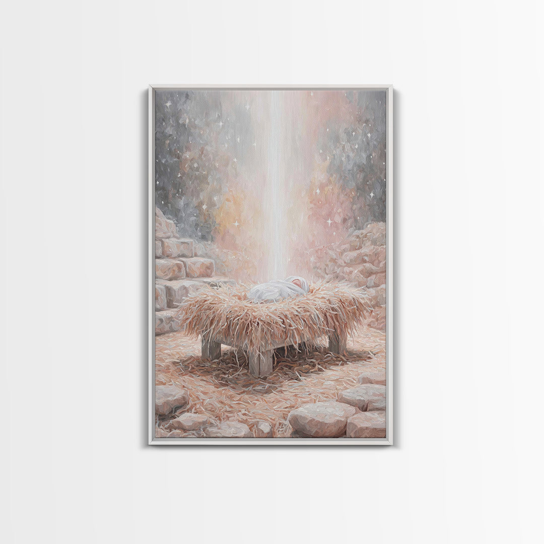 Sacred Night Hush – Framed Canvas Print – Jesus Art – Christian Decor – Christian Art Canvas – Christian Wall Art – Christmas Art