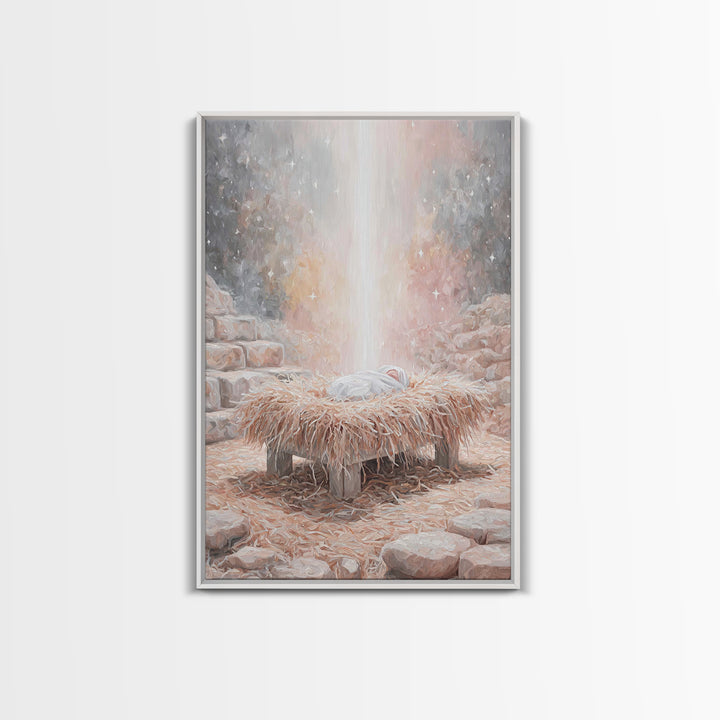 Sacred Night Hush – Framed Canvas Print – Jesus Art – Christian Decor – Christian Art Canvas – Christian Wall Art – Christmas Art