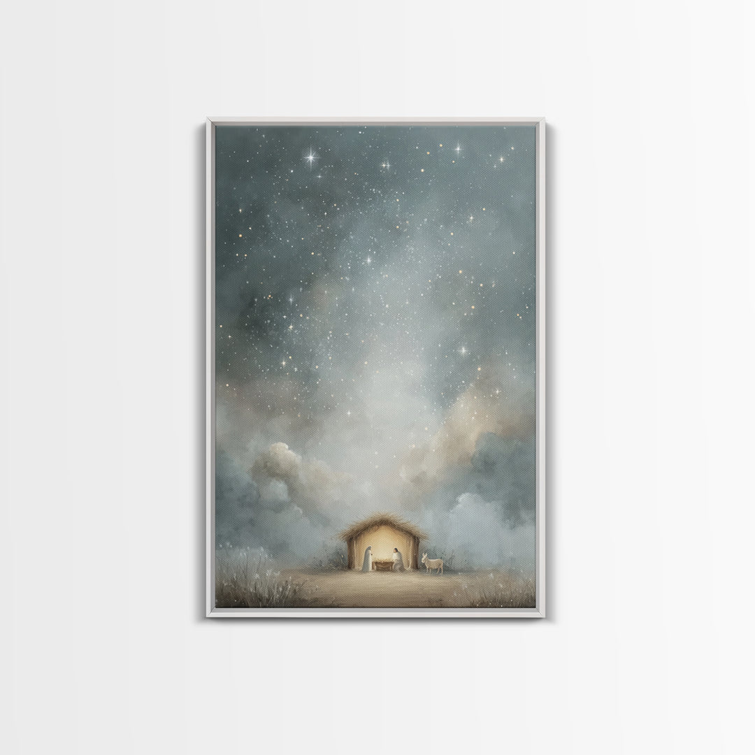 Silent Holy Sky – Framed Canvas Print – Jesus Art – Christian Wall Art – Christian Decor – Christian Art Canvas – Christmas Art