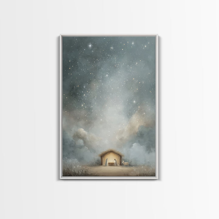 Silent Holy Sky – Framed Canvas Print – Jesus Art – Christian Wall Art – Christian Decor – Christian Art Canvas – Christmas Art
