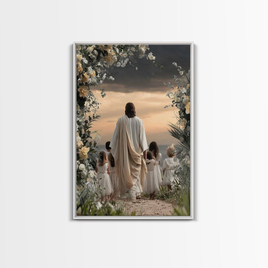 Heaven’s Gentle Walk – Framed Canvas Print – Jesus Painting – Christian Wall Art – Christian Art Canvas – Christian Decor – Christian Art