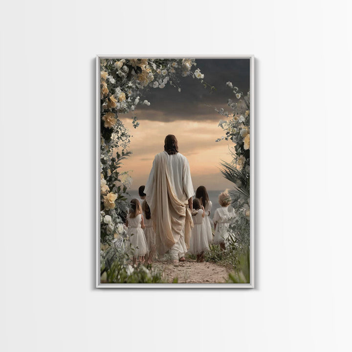Heaven’s Gentle Walk – Framed Canvas Print – Jesus Painting – Christian Wall Art – Christian Art Canvas – Christian Decor – Christian Art