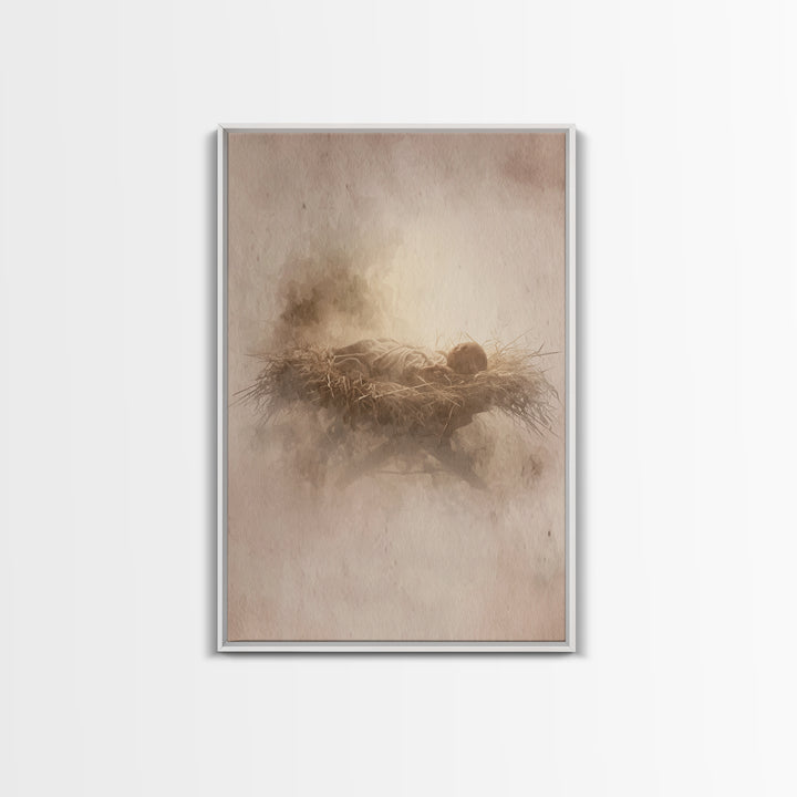 Manger Of Glory – Framed Canvas Print – Christian Christmas Art – Christian Art Canvas – Christian Wall Art – Jesus Painting – Christmas Ar