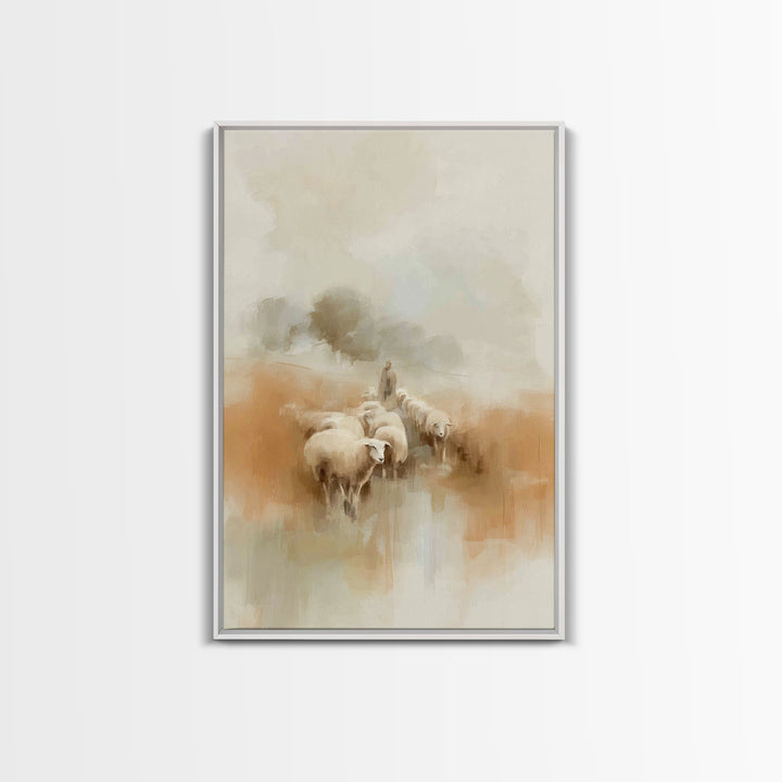 Guardian Of The Flock | Framed Canvas Print | Jesus Painting | Christian Wall Art | Christian Art Canvas | Christian Decor | Christian Chri