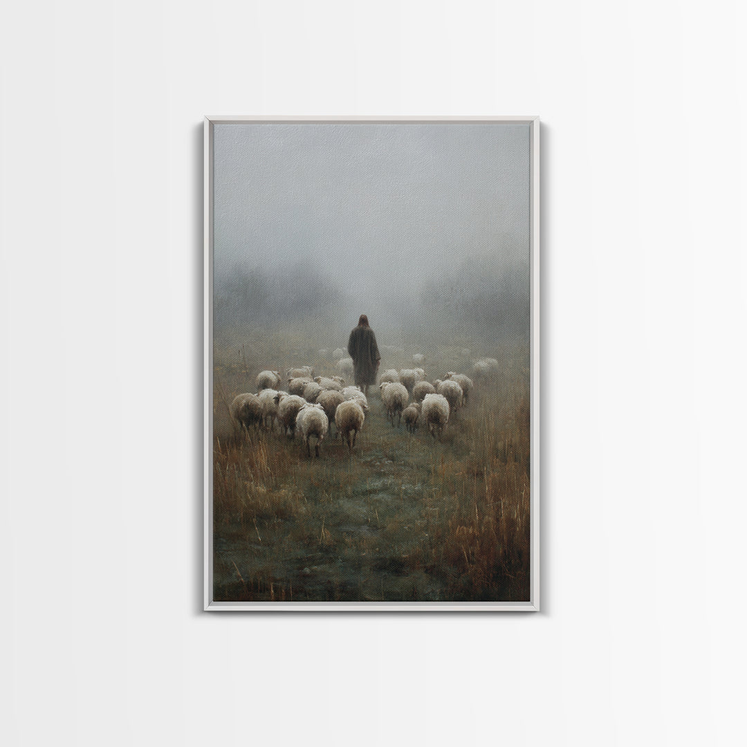 The Shepherd’s Road – Framed Canvas Print – Christian Art Canvas – Christian Wall Art – Jesus Painting – Moody Christian Art – Christian Gi