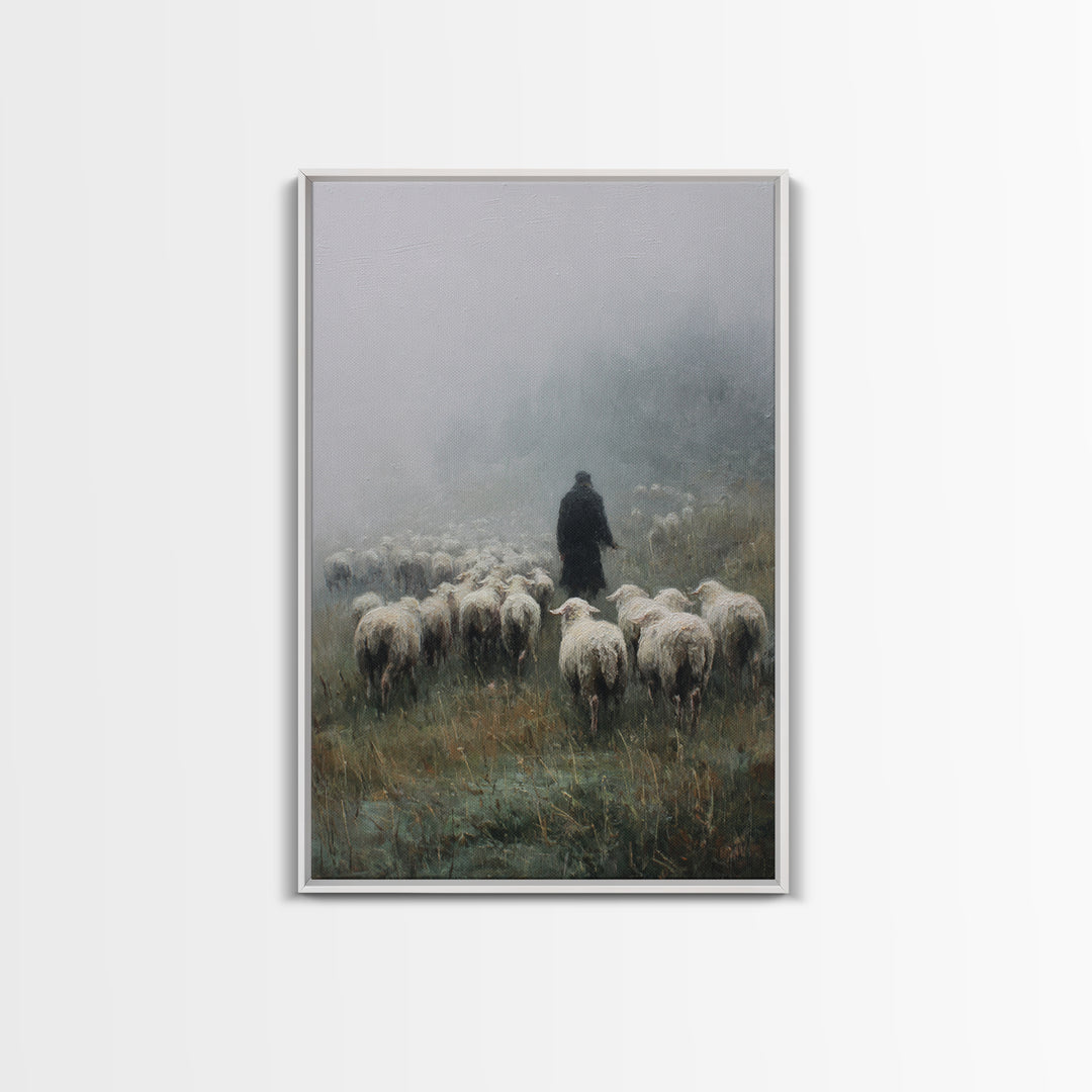 Still Pasture Calm, Framed Canvas Print, Christian Art Work, Large Christian Art, Jesus Painting, Christian Art Canvas, Christian Gift Idea