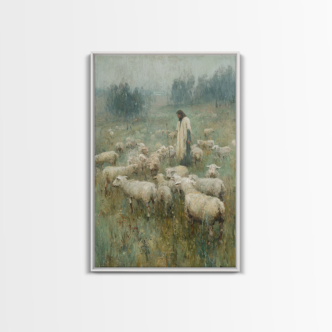 Quiet Shepherd Path | Framed Canvas Print | Christian Wall Art | Christian Christmas Art | Jesus Canvas Art | Christian Art Canvas | Vintag