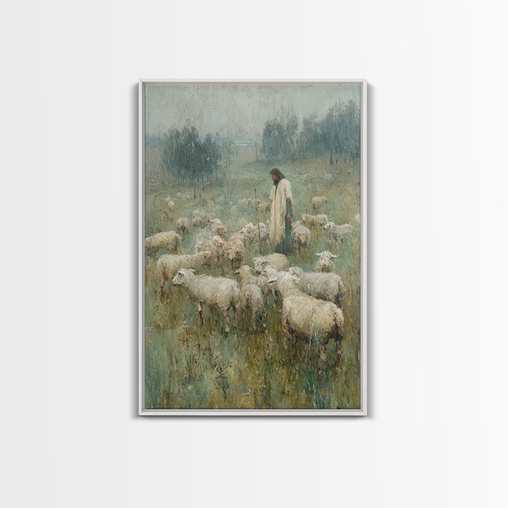 Quiet Shepherd Path | Framed Canvas Print | Christian Wall Art | Christian Christmas Art | Jesus Canvas Art | Christian Art Canvas | Vintag