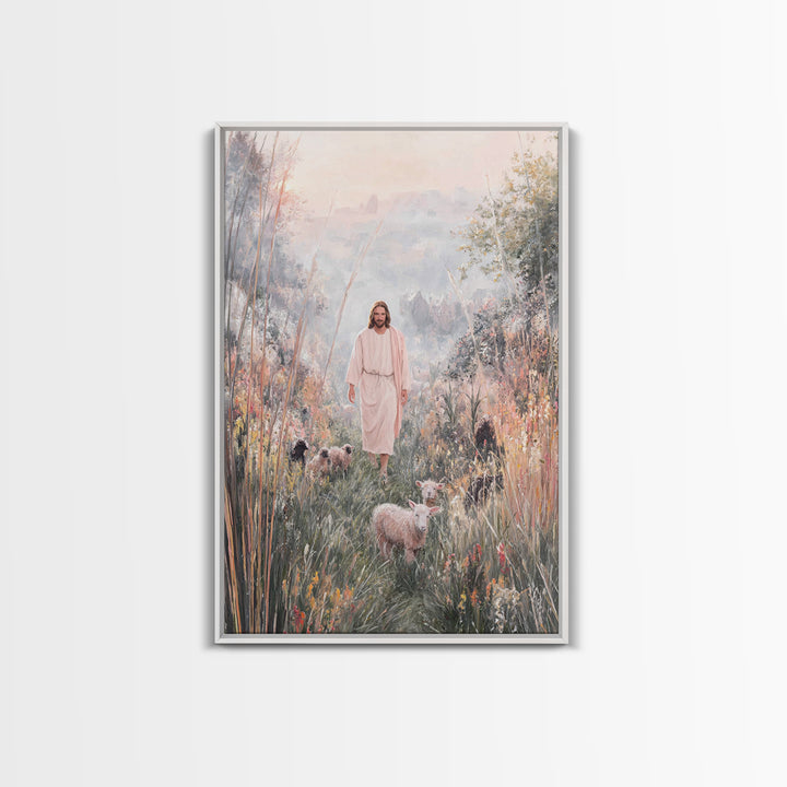 Dawn Shepherd Light, Framed Canvas Print, Christian Art Print, Jesus Art Print, Christian Wall Art, Unique Christian Art, Christian Christm