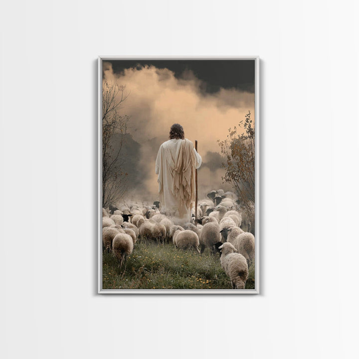 Shepherd Of Morning – Framed Canvas Print – Christian Decor For Home – Christian Art Canvas – Jesus Painting – Christian Wall Art – Christm