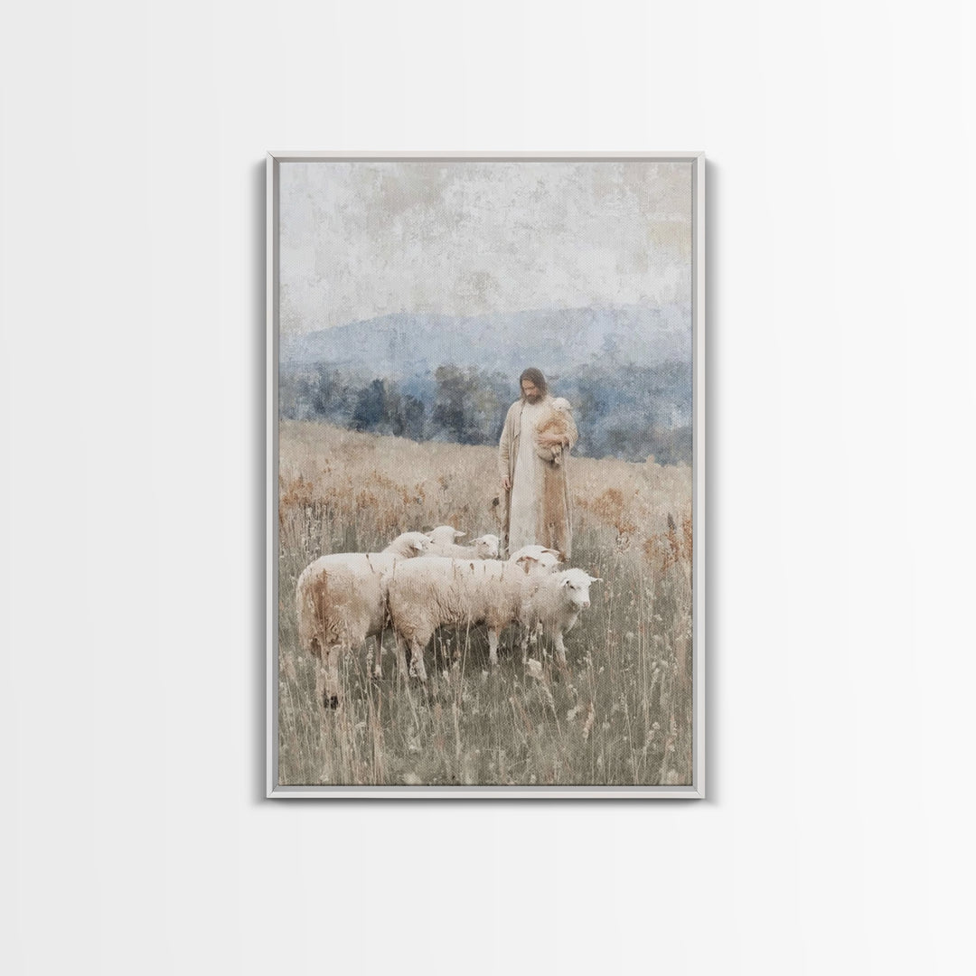 Shepherds Of Peace – Framed Canvas Print – Christian Wall Art – Jesus Painting – Christian Decor – Pastoral Scenery – Christian Art Canvas
