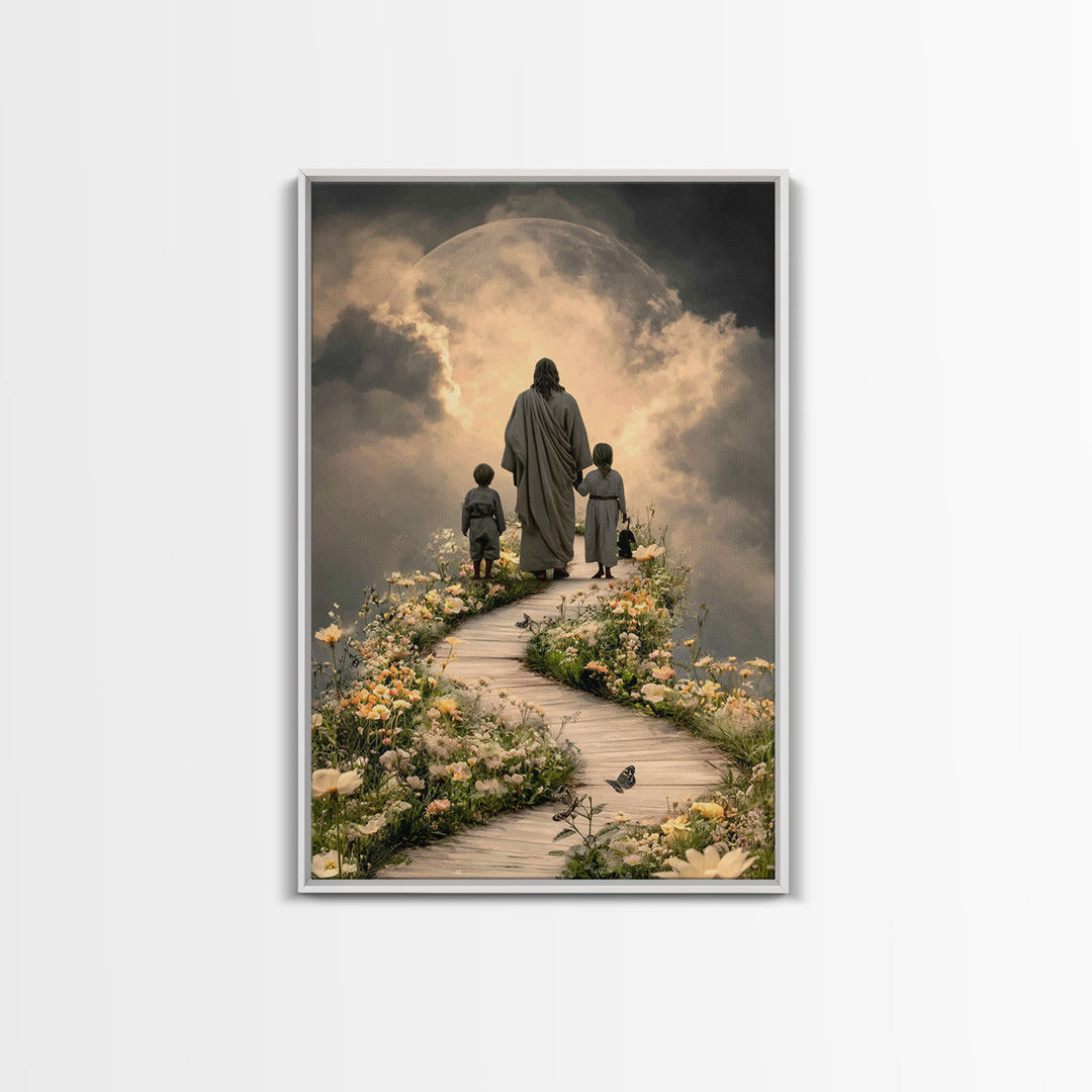 Pathway Of Light | Framed Canvas Print | Christian Wall Art | Jesus Painting | Christian Christmas Art | Christian Art Canvas | Christian D