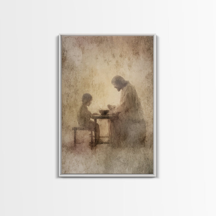Quiet Communion – Framed Canvas Print – Christian Wall Art – Christian Art Canvas – Jesus Painting – Minimalist Christian Art – Christian D