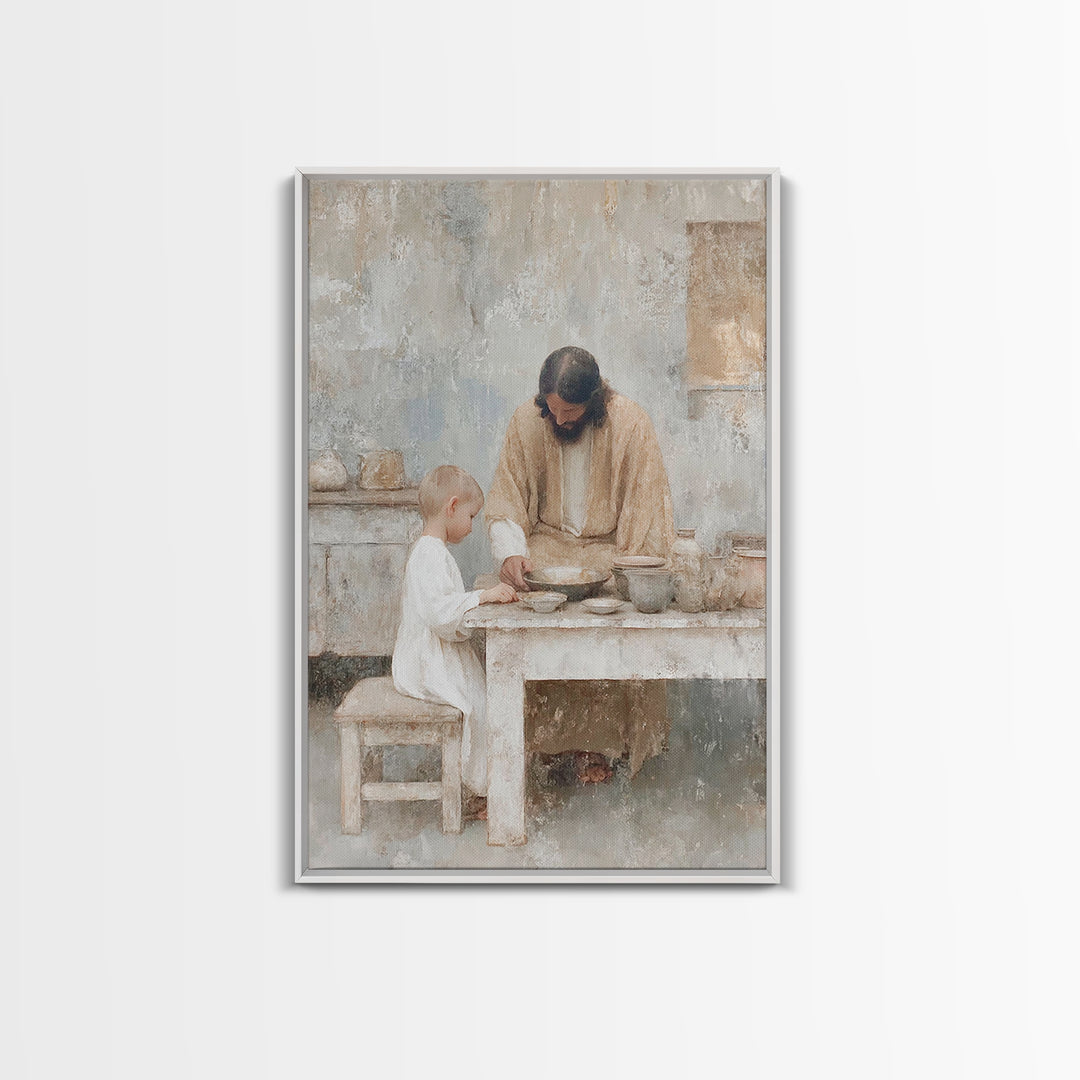 Humble Teaching – Framed Canvas Print – Christian Wall Art – Christian Art Canvas – Jesus Painting – Vintage Christian Art – Christian Home