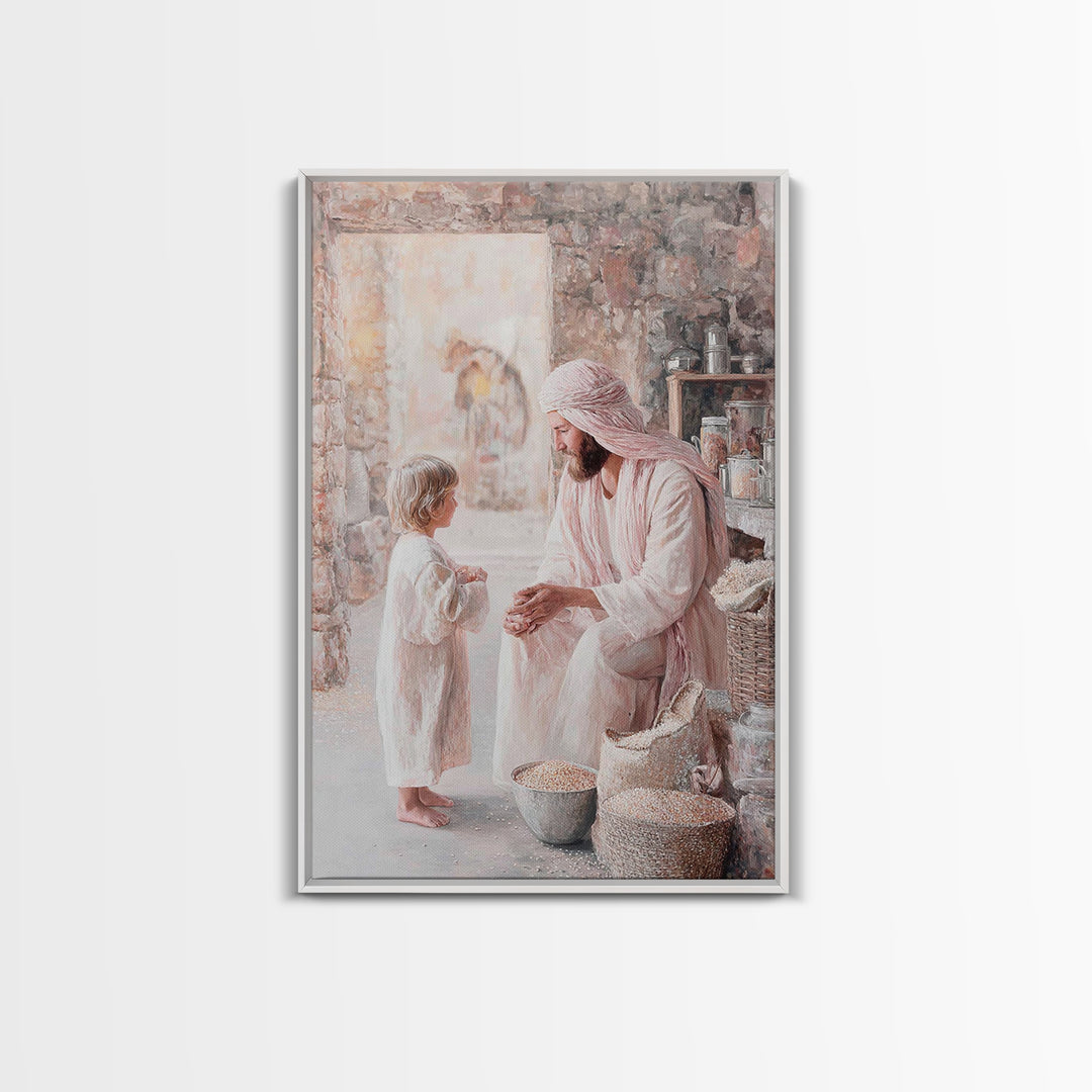 Gentle Provision – Framed Canvas Print – Christian Wall Art – Jesus Painting – Christian Art Canvas – Rustic Christian Art – Christian Deco
