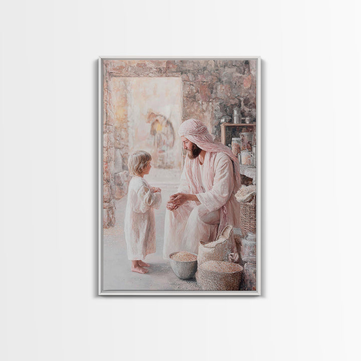Gentle Provision – Framed Canvas Print – Christian Wall Art – Jesus Painting – Christian Art Canvas – Rustic Christian Art – Christian Deco